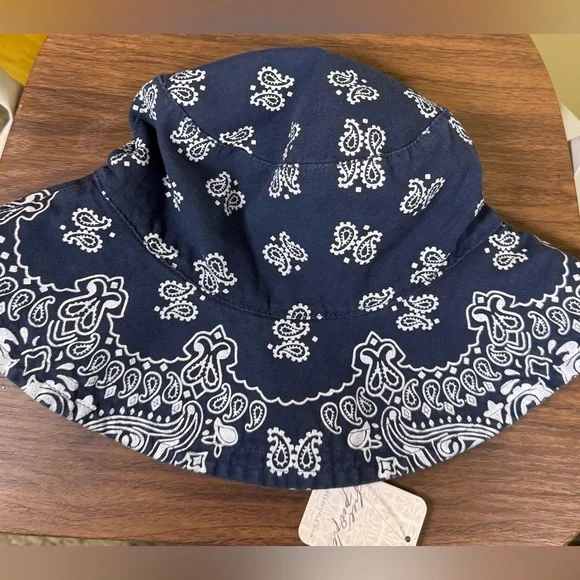 NWT Free People Bandana Bucket Hat - blue - one size - Picture 9 of 11